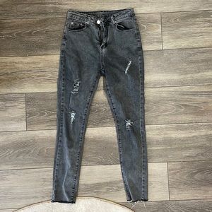 SHEIN Gray Ripped Skinny Jeans